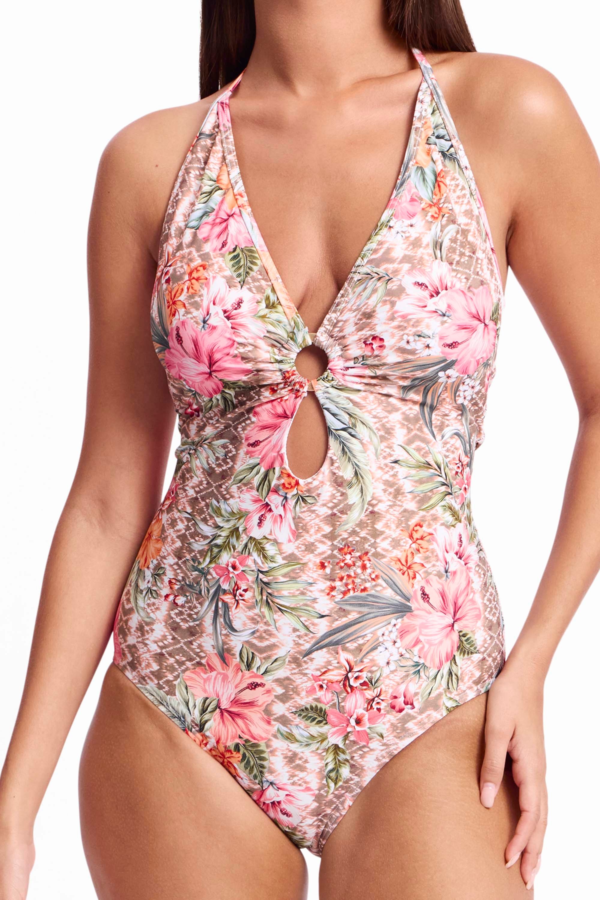 Mai Tai Double Ring One Piece-Mocha