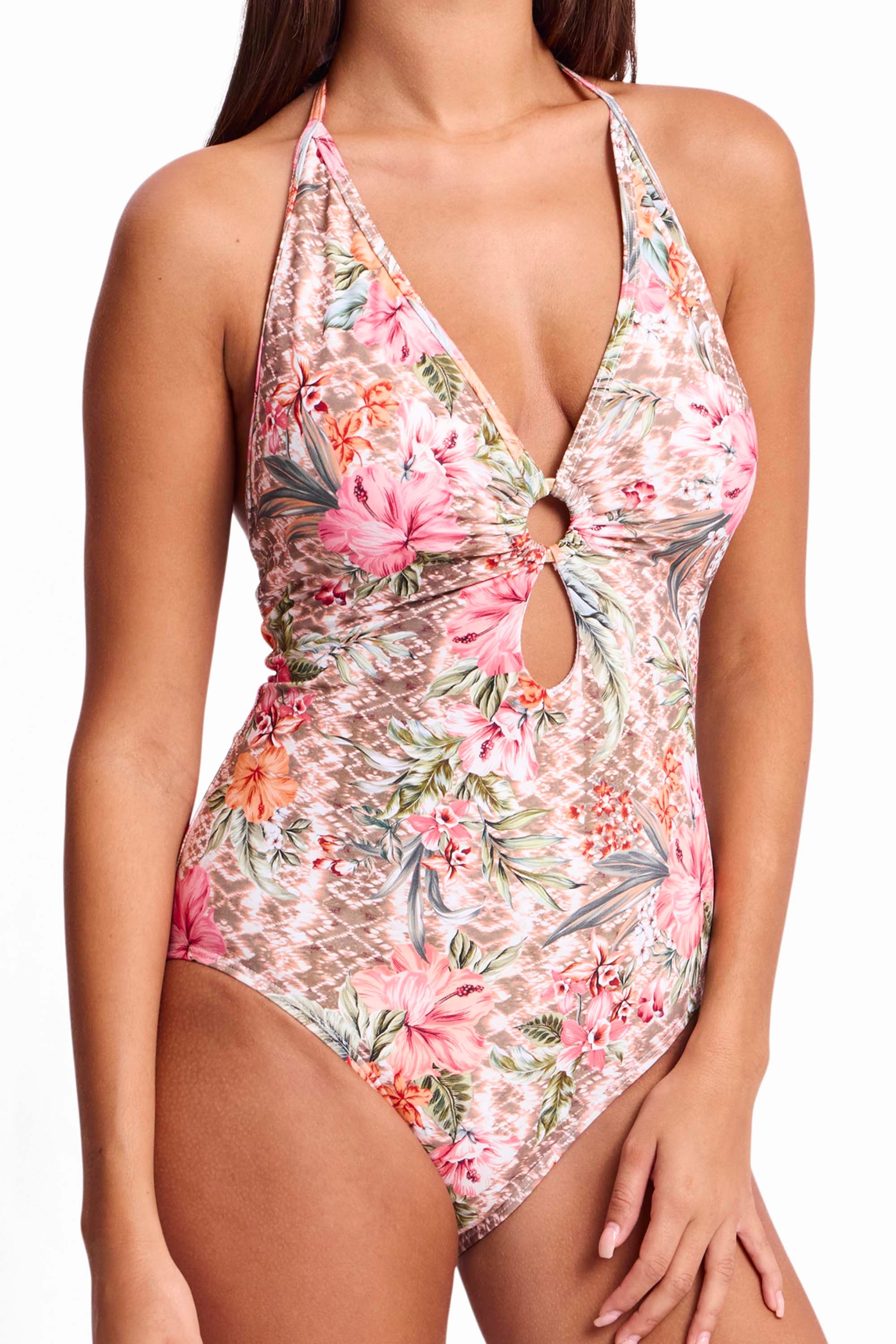 Mai Tai Double Ring One Piece-Mocha