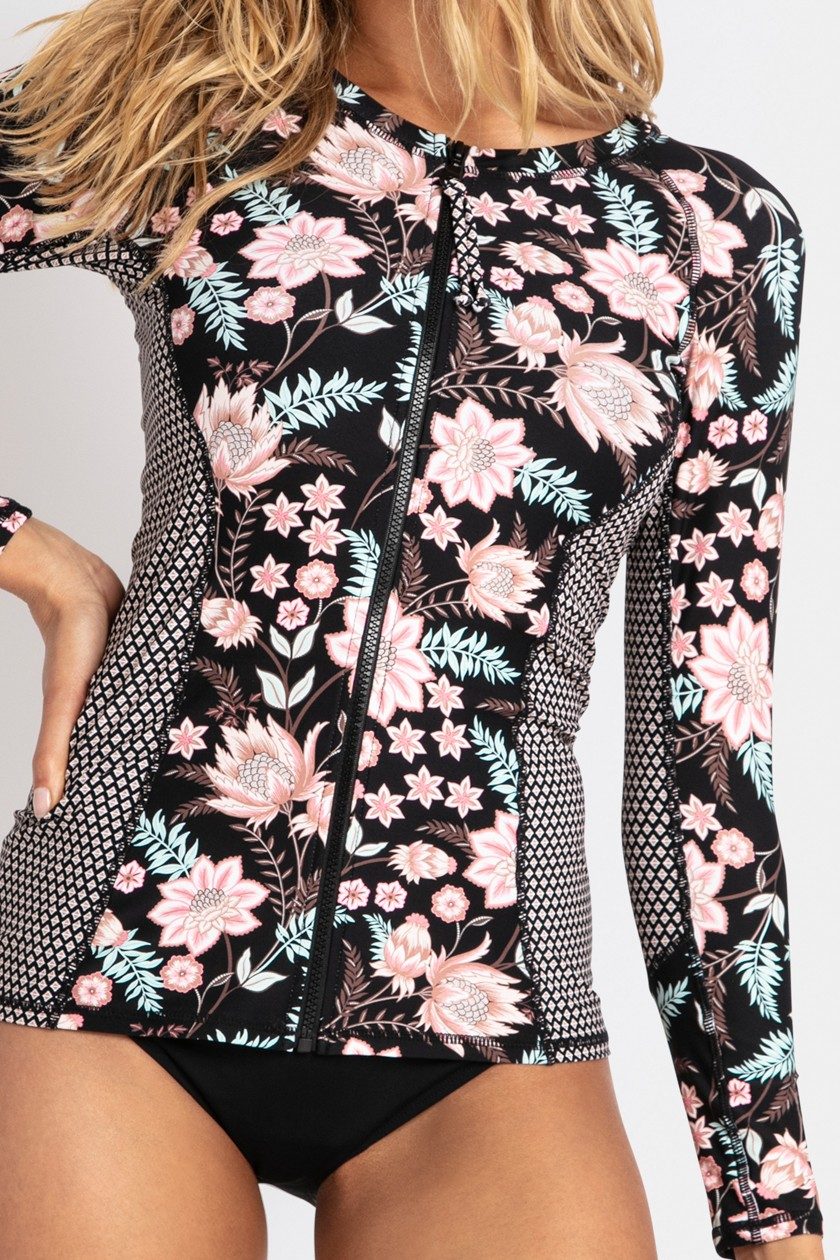 Juniper Long Sleeve Rash Vest-Black