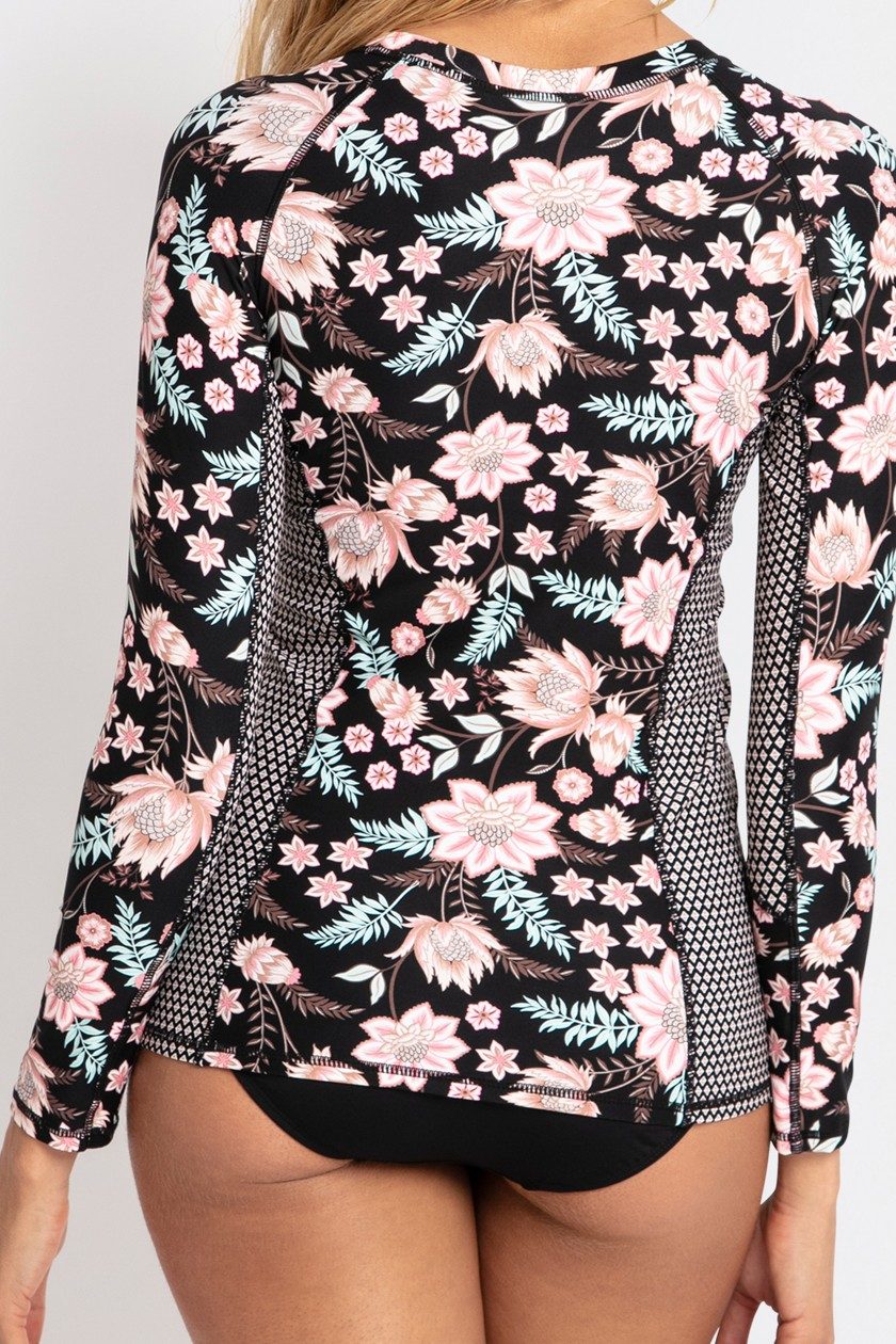 Juniper Long Sleeve Rash Vest-Black