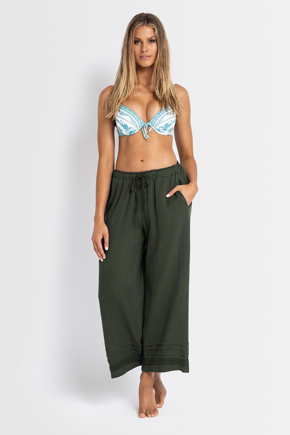 Capri Flare Pant-Army