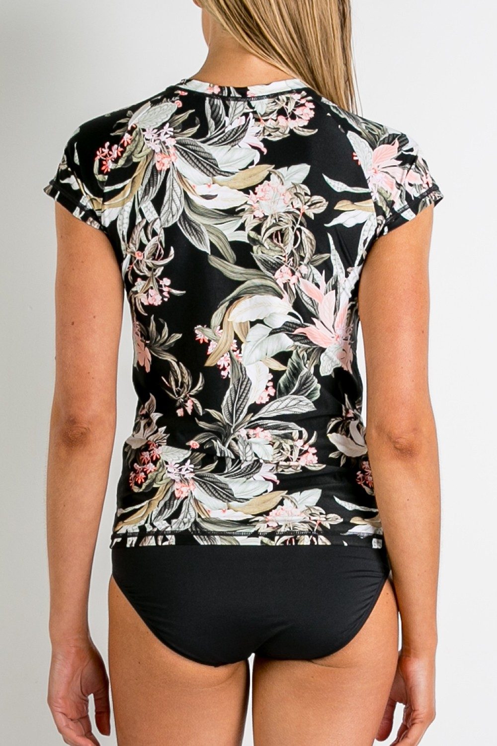 La Jungle Short Sleeve Rash Vest-Black