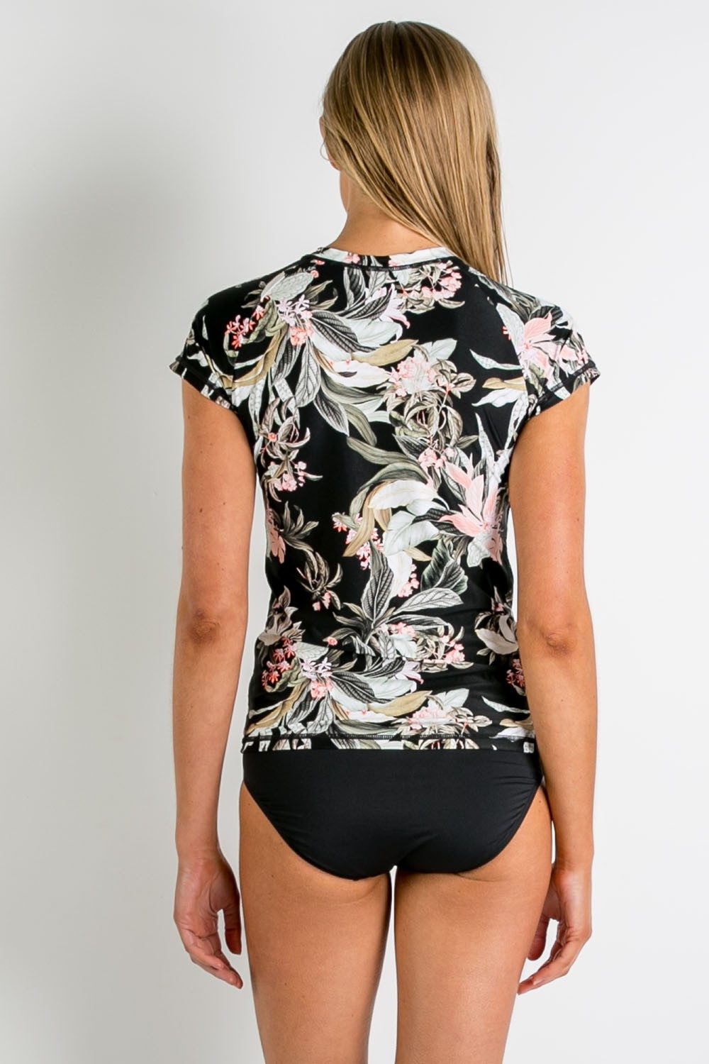 La Jungle Short Sleeve Rash Vest-Black