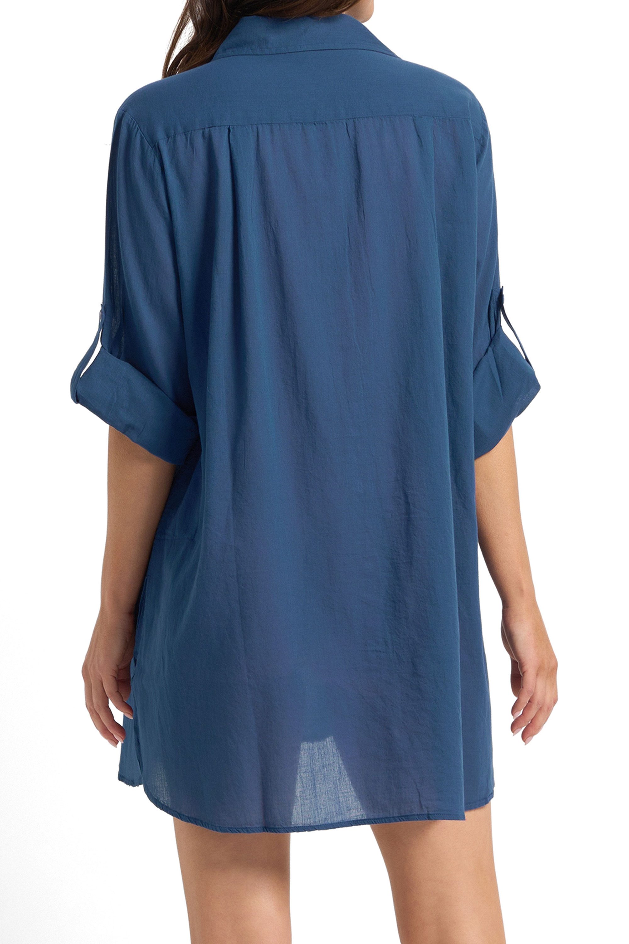 Resort Button Through Shirt-Denim