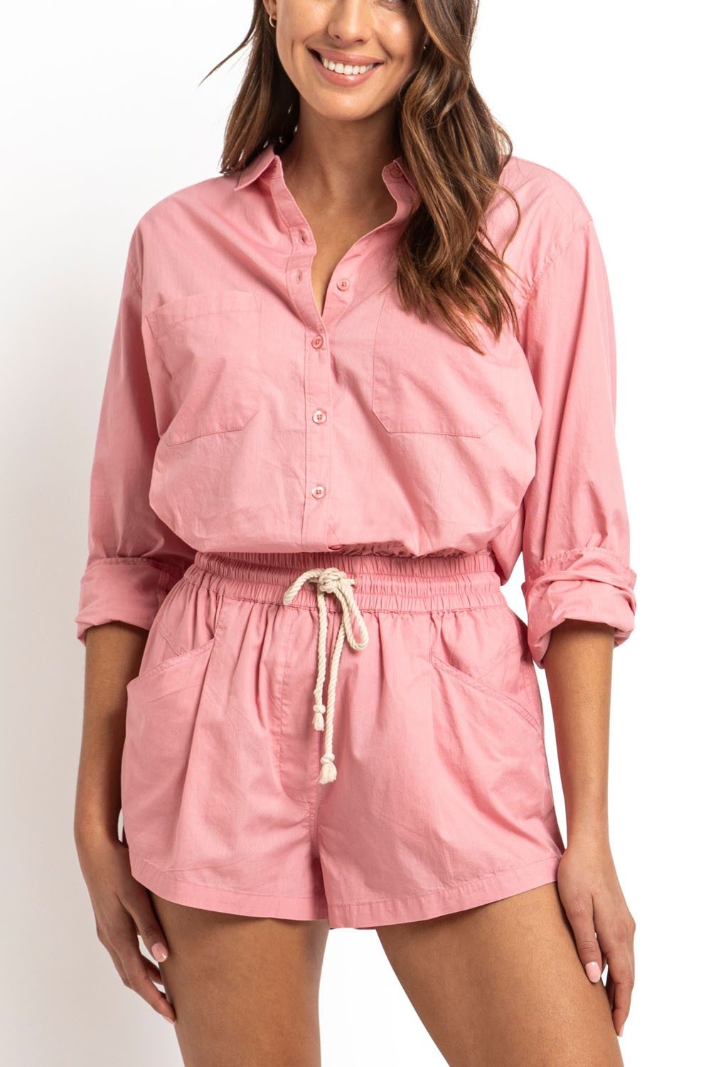 Vacay Oversized Slouch Shirt-Flamingo