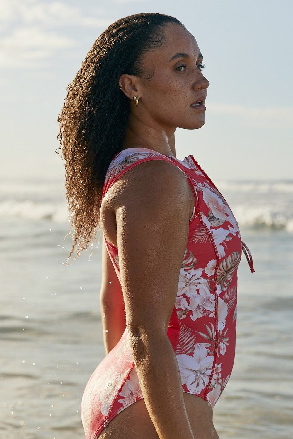 Luna Seasport Cap Sleeve One Piece-Coral