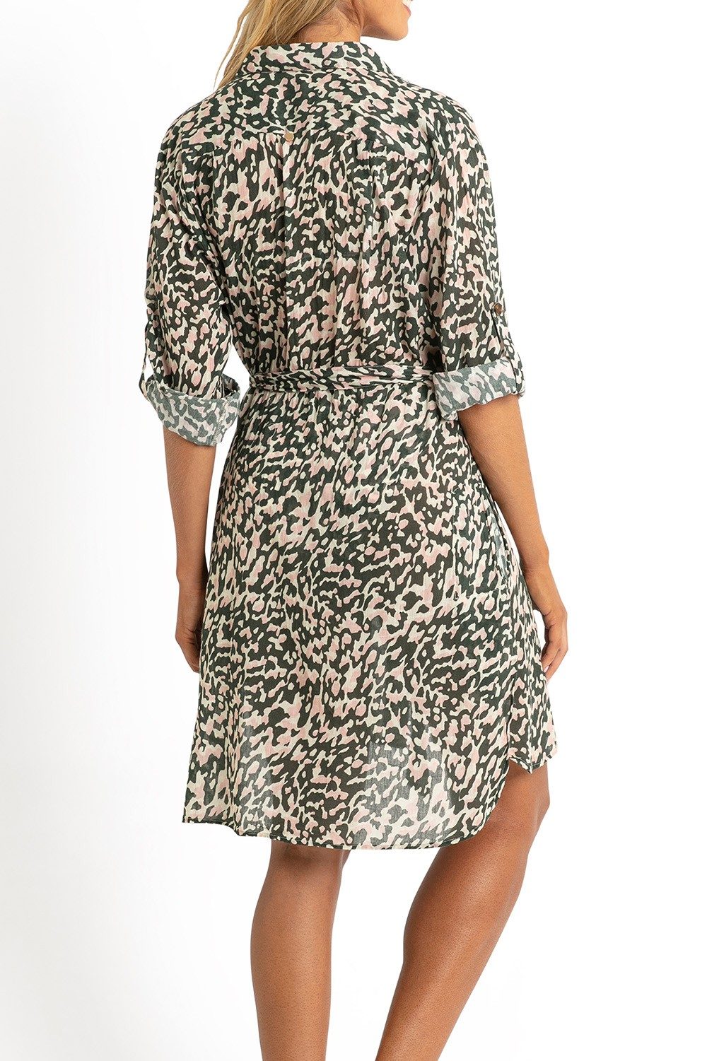 Orla Button Through Dress-Khaki