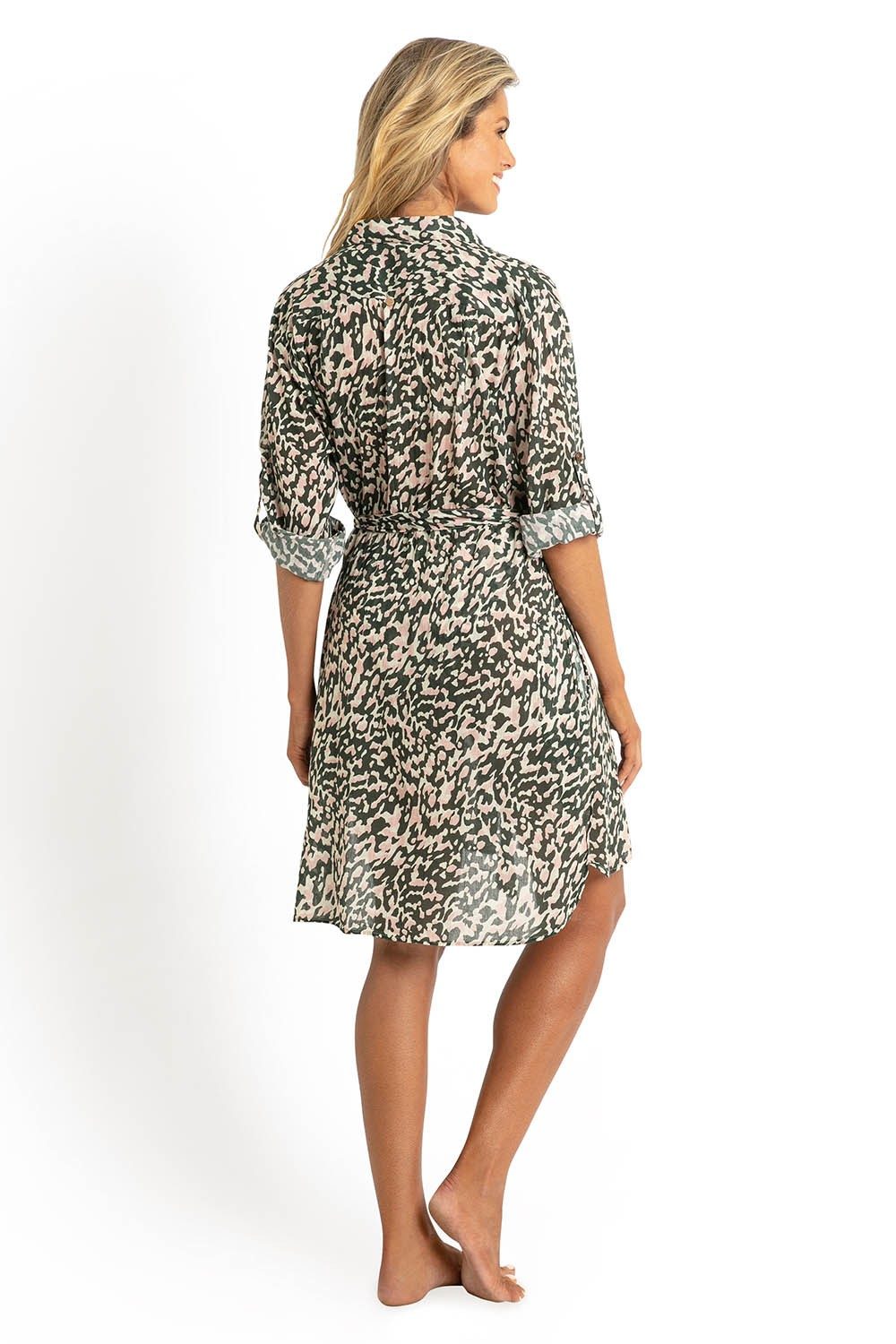 Orla Button Through Dress-Khaki