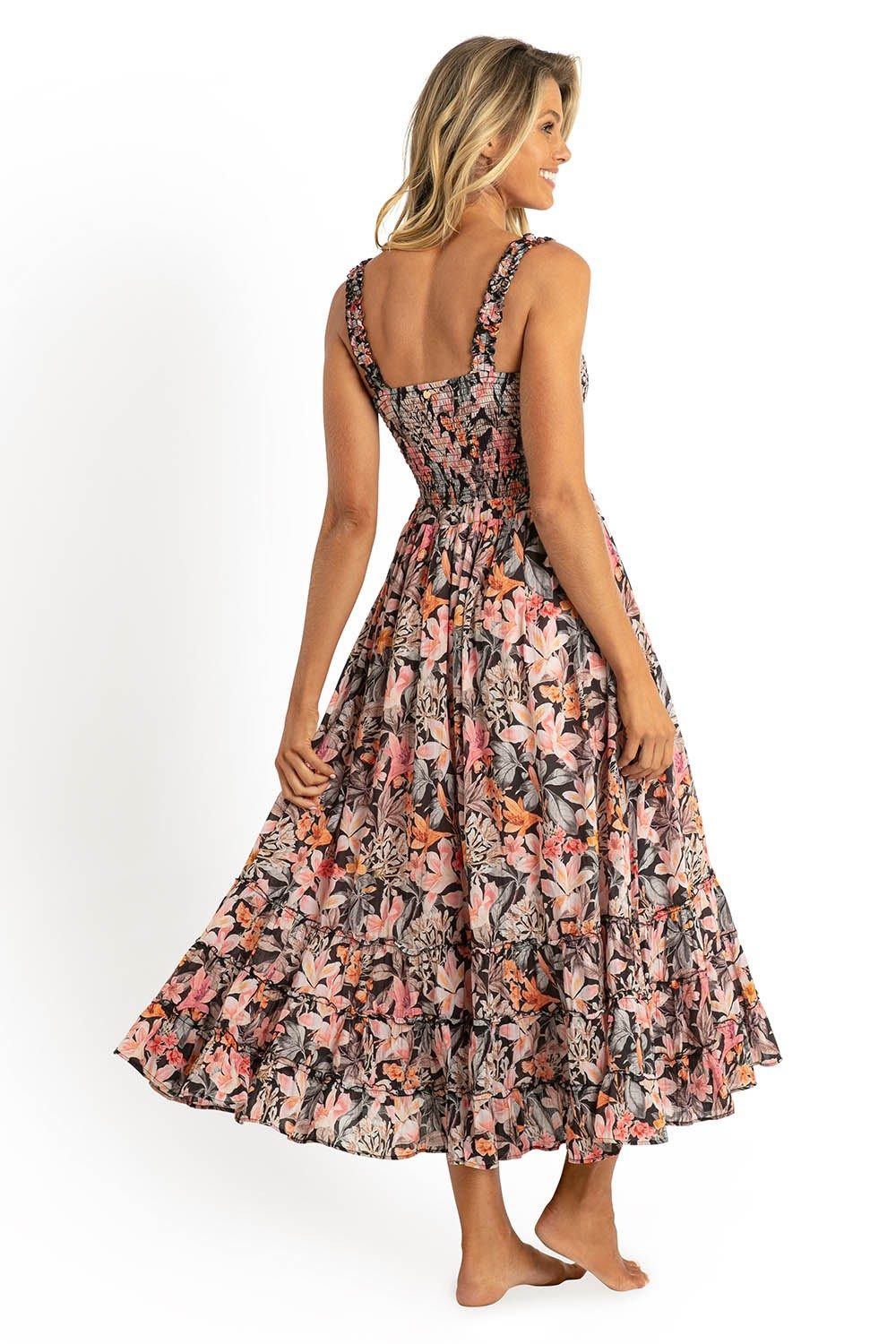 Rome Shirred Sun Dress-Black