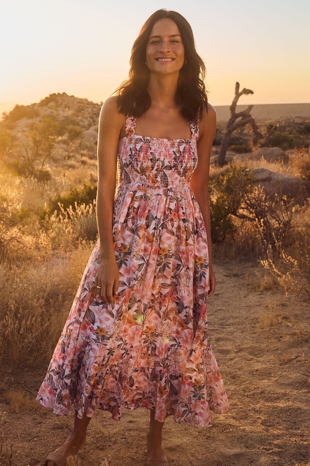 Rome Shirred Sun Dress-White