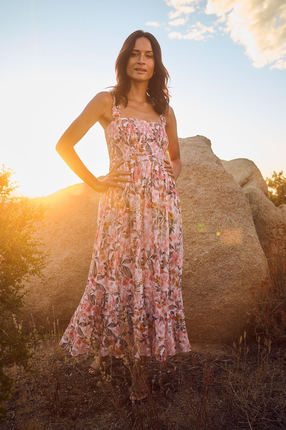 Rome Shirred Sun Dress-White