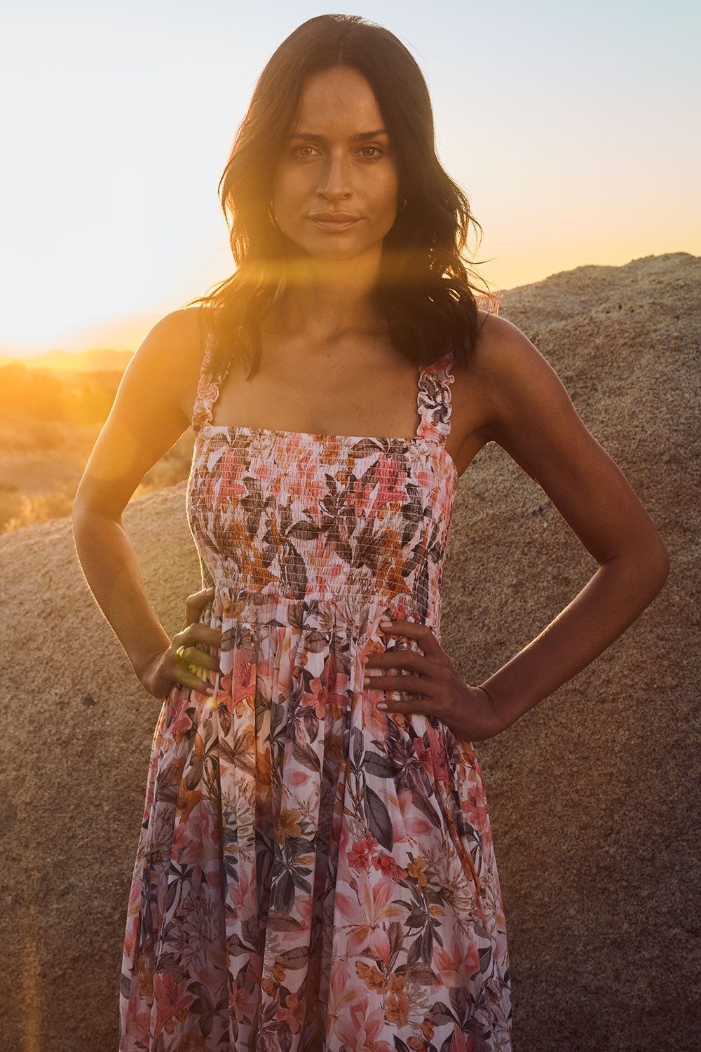 Rome Shirred Sun Dress-White