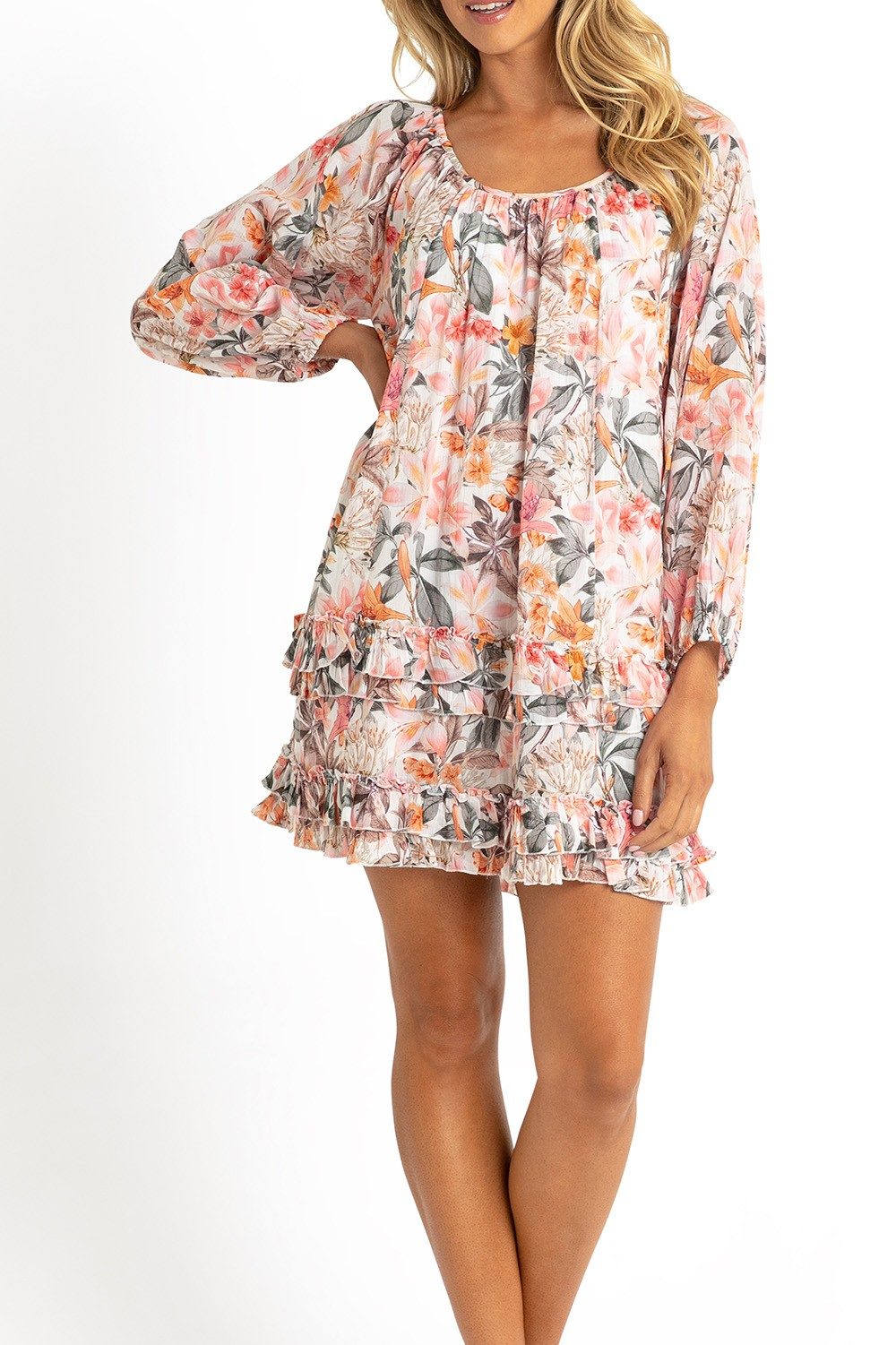 Rome Beach Ruffle Dress-White