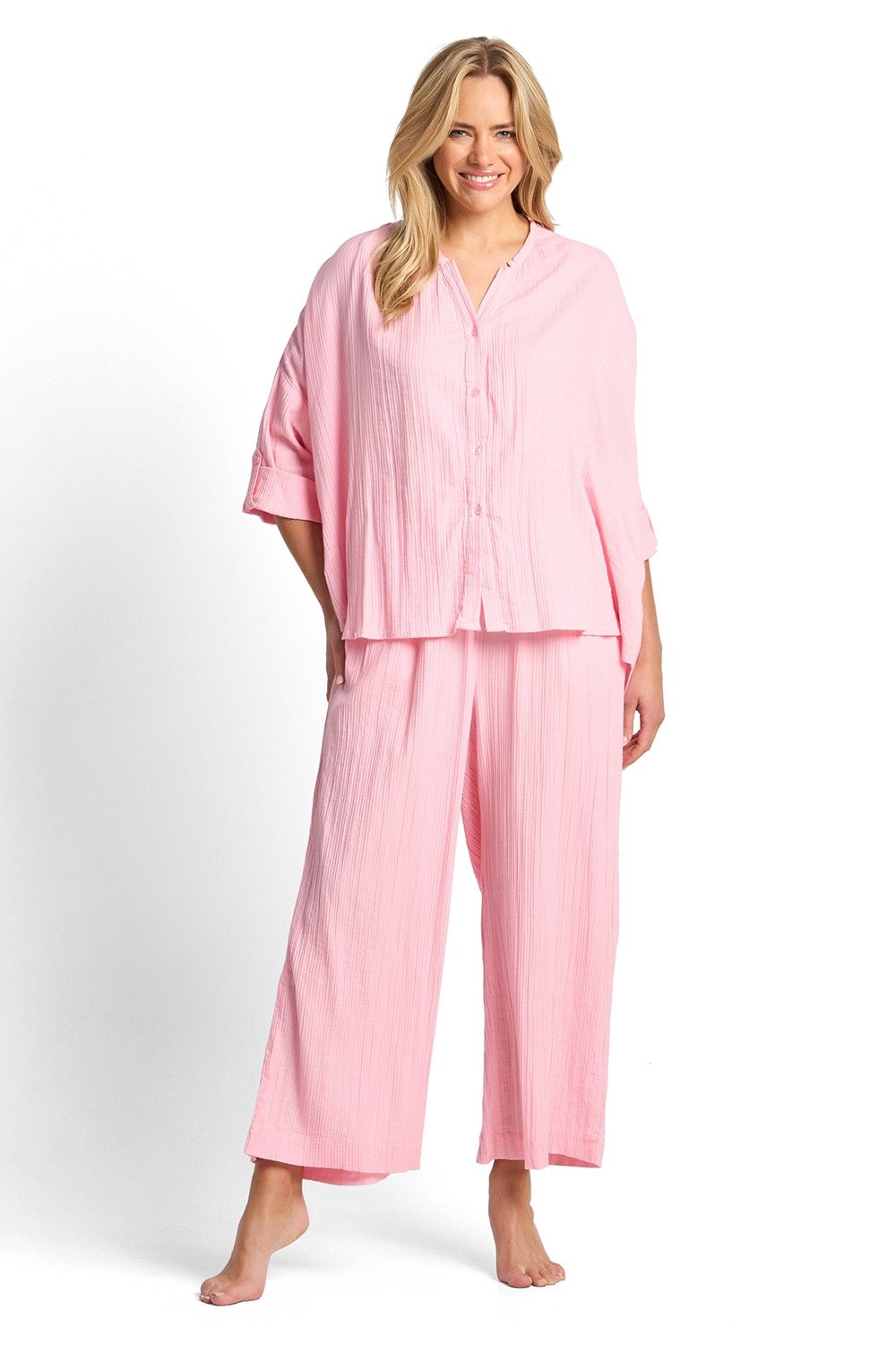 Vacation Soft Collar Button Shirt-Musk