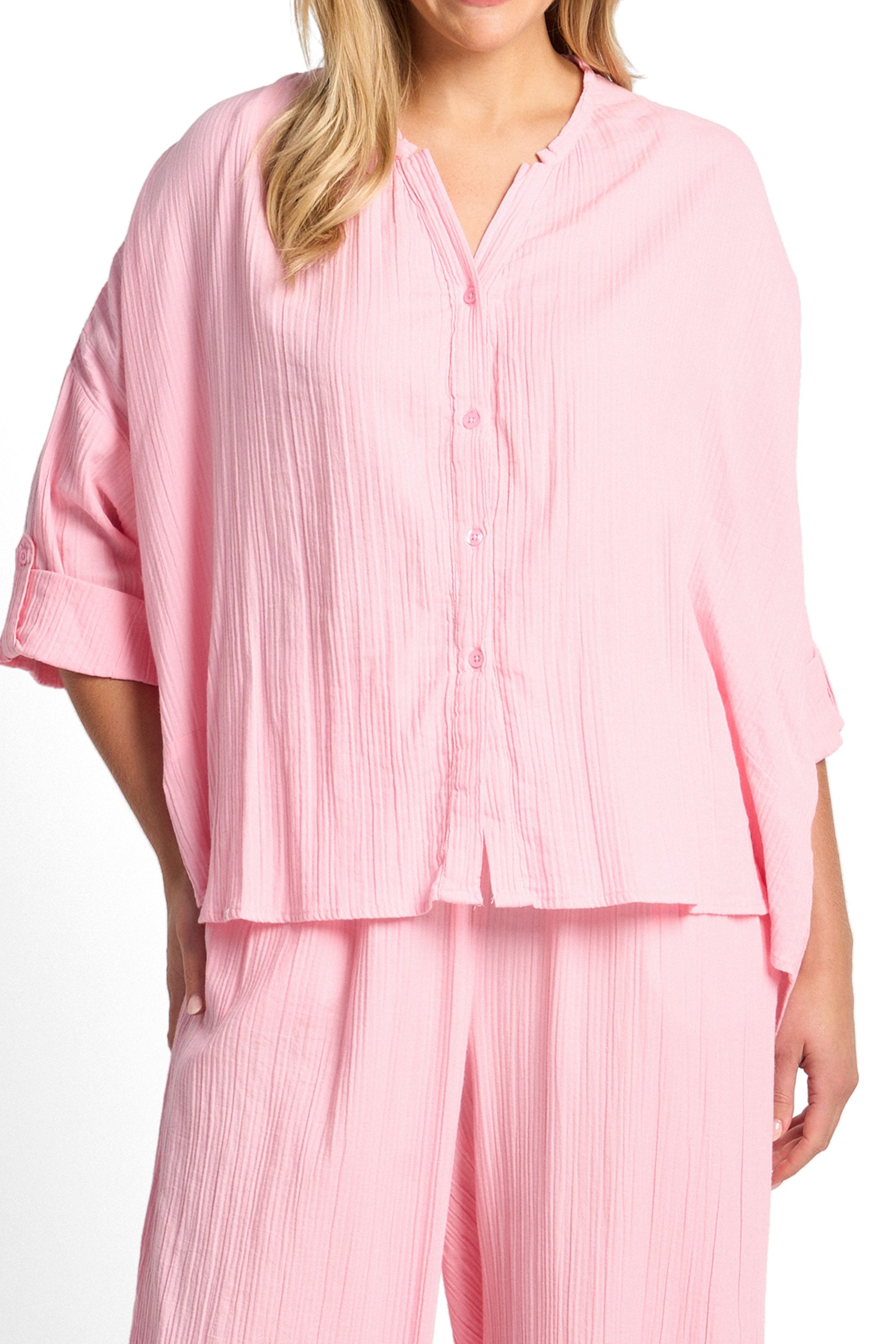 Vacation Soft Collar Button Shirt-Musk