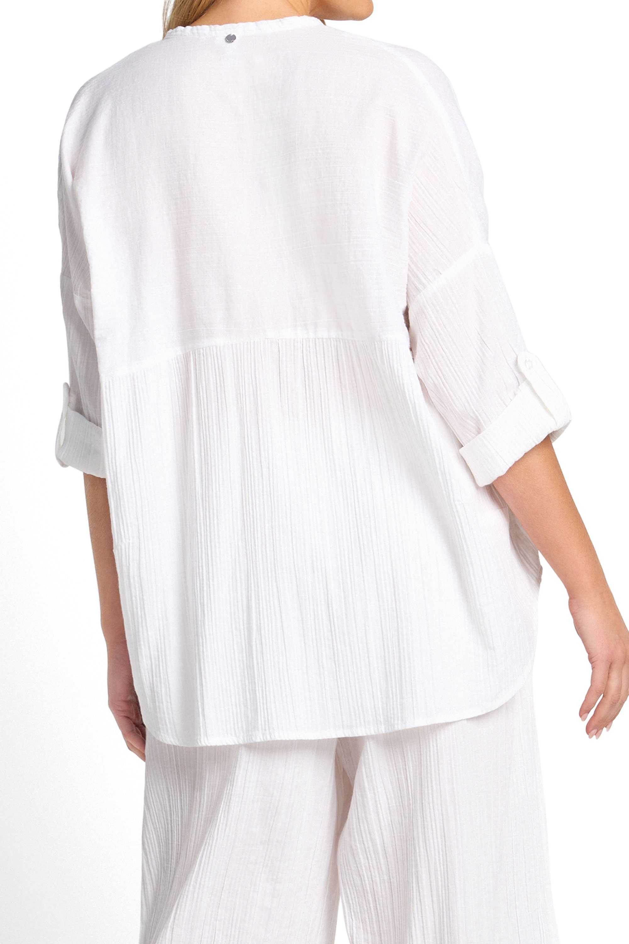 Vacation Soft Collar Button Shirt-White