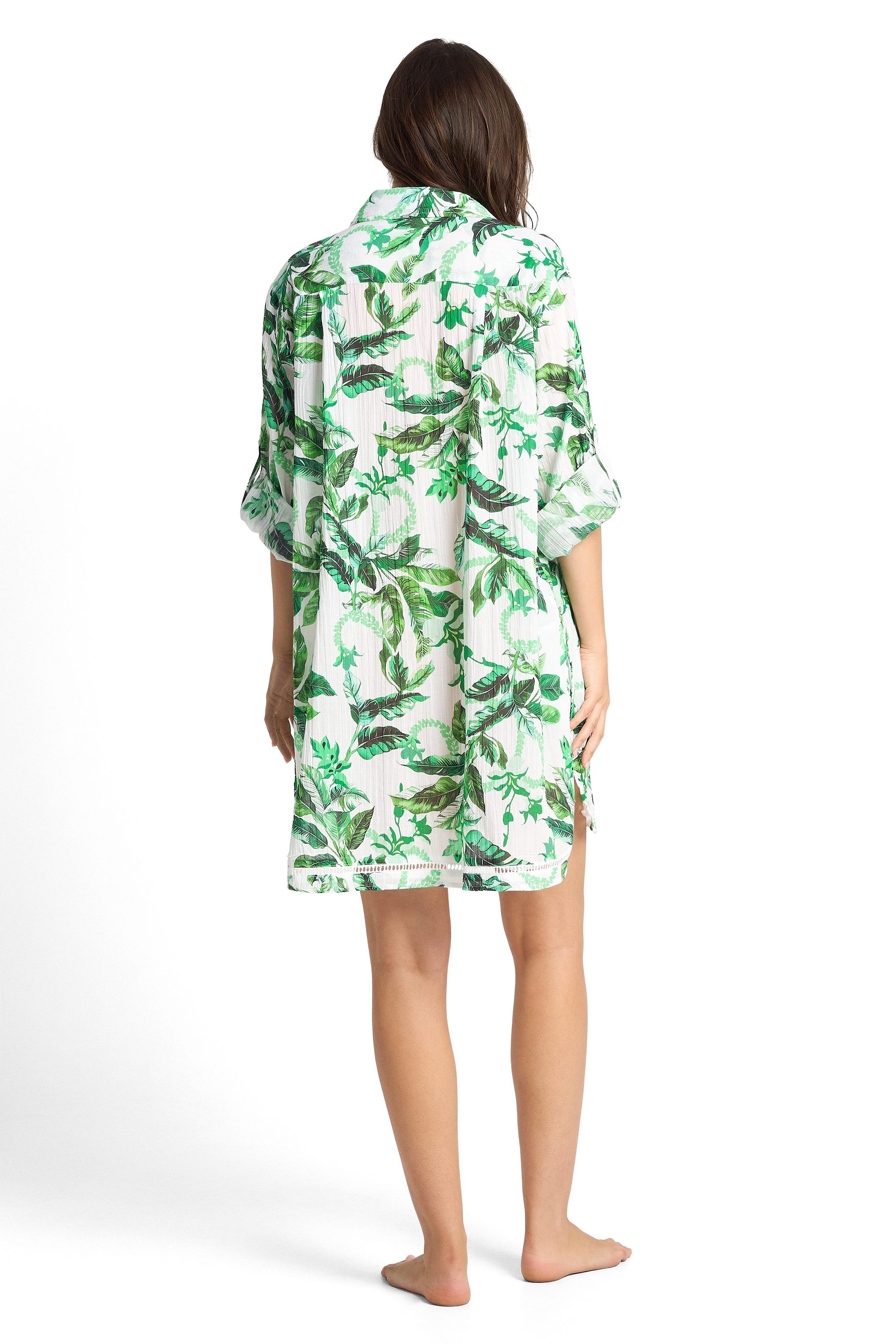 Hula Button Through Shirt-Green