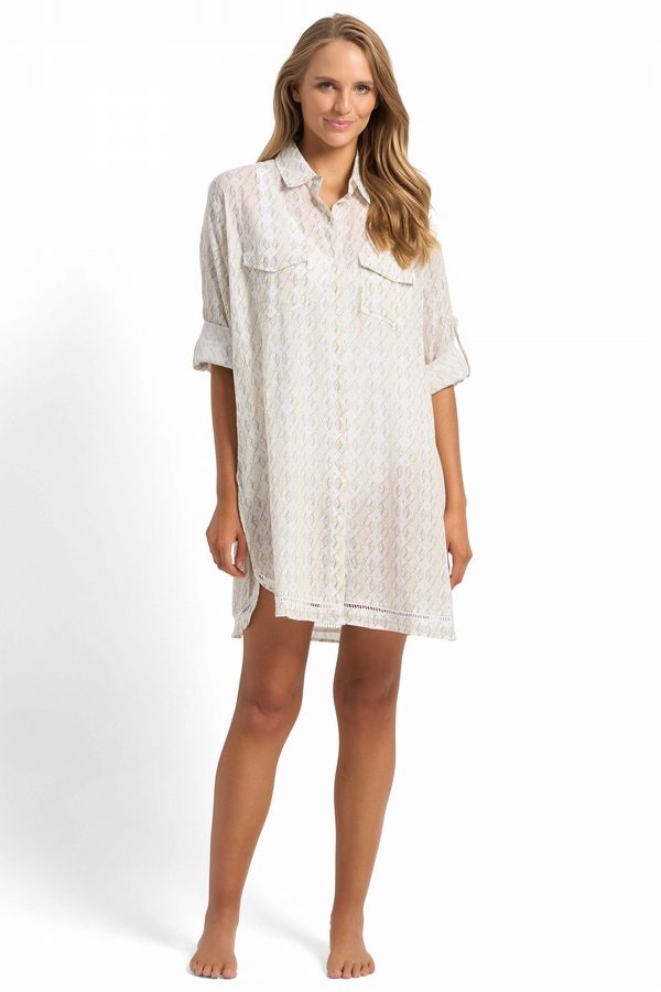 Delight Ladder Button Through Shirt Seaweed