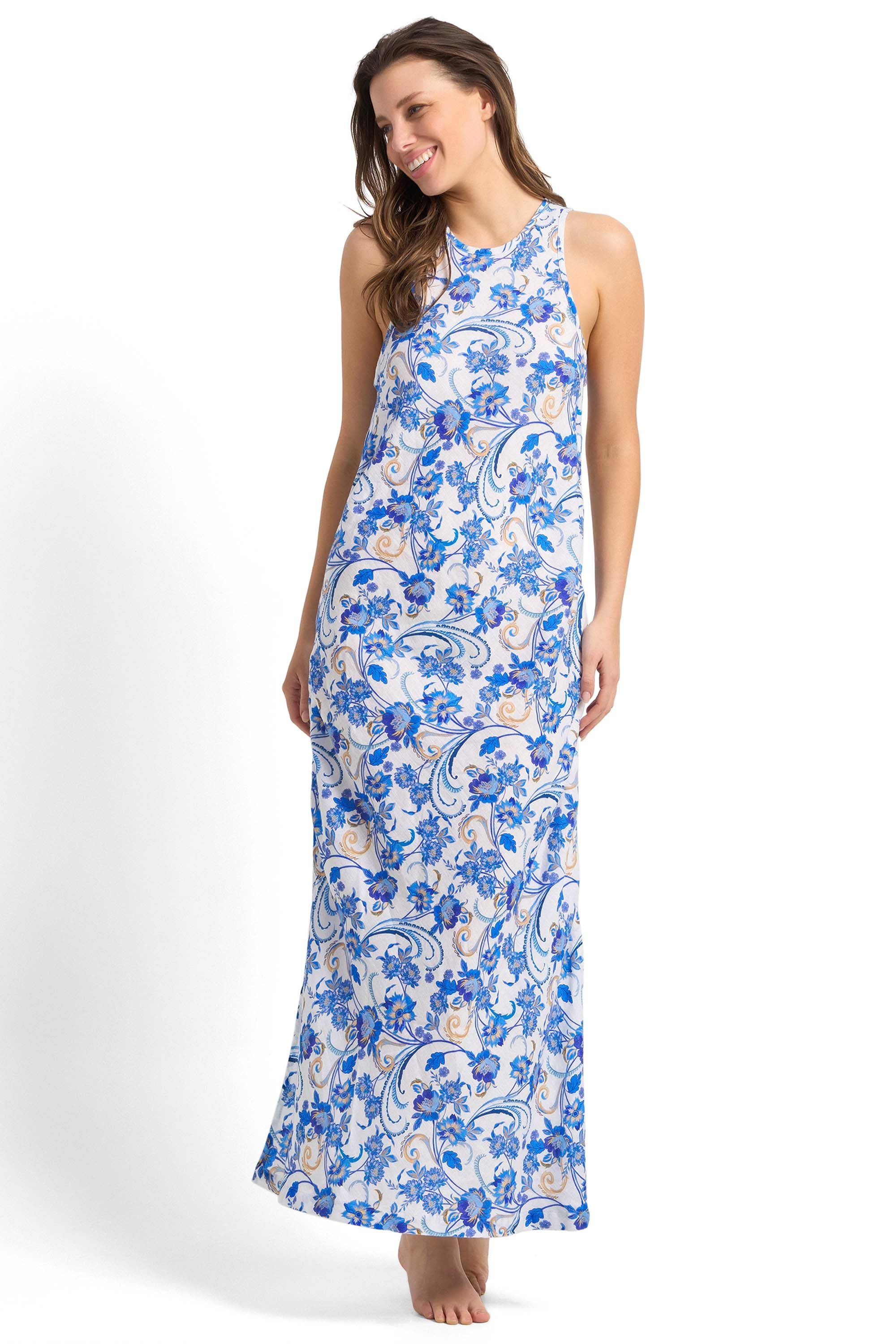 Sicily Bias Maxi Dress-White
