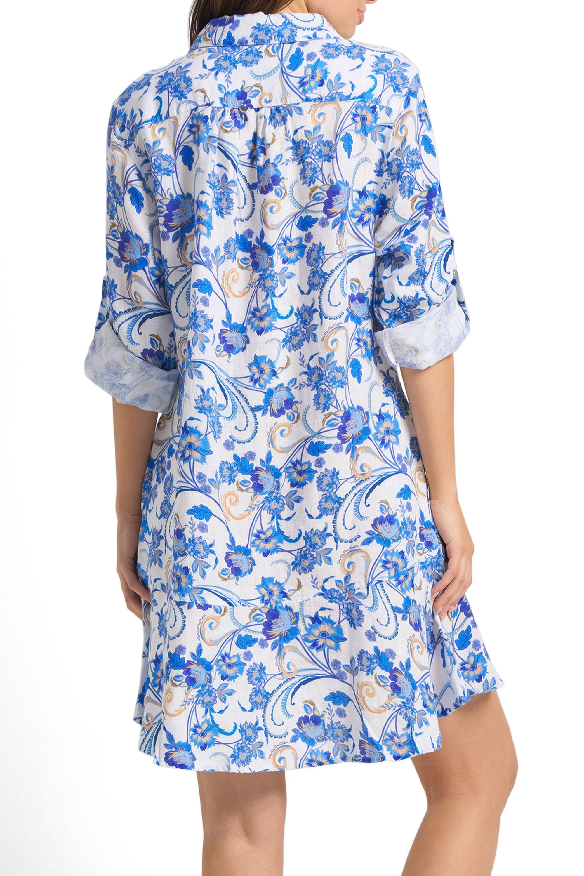 Sicily Frill Button Dress-White