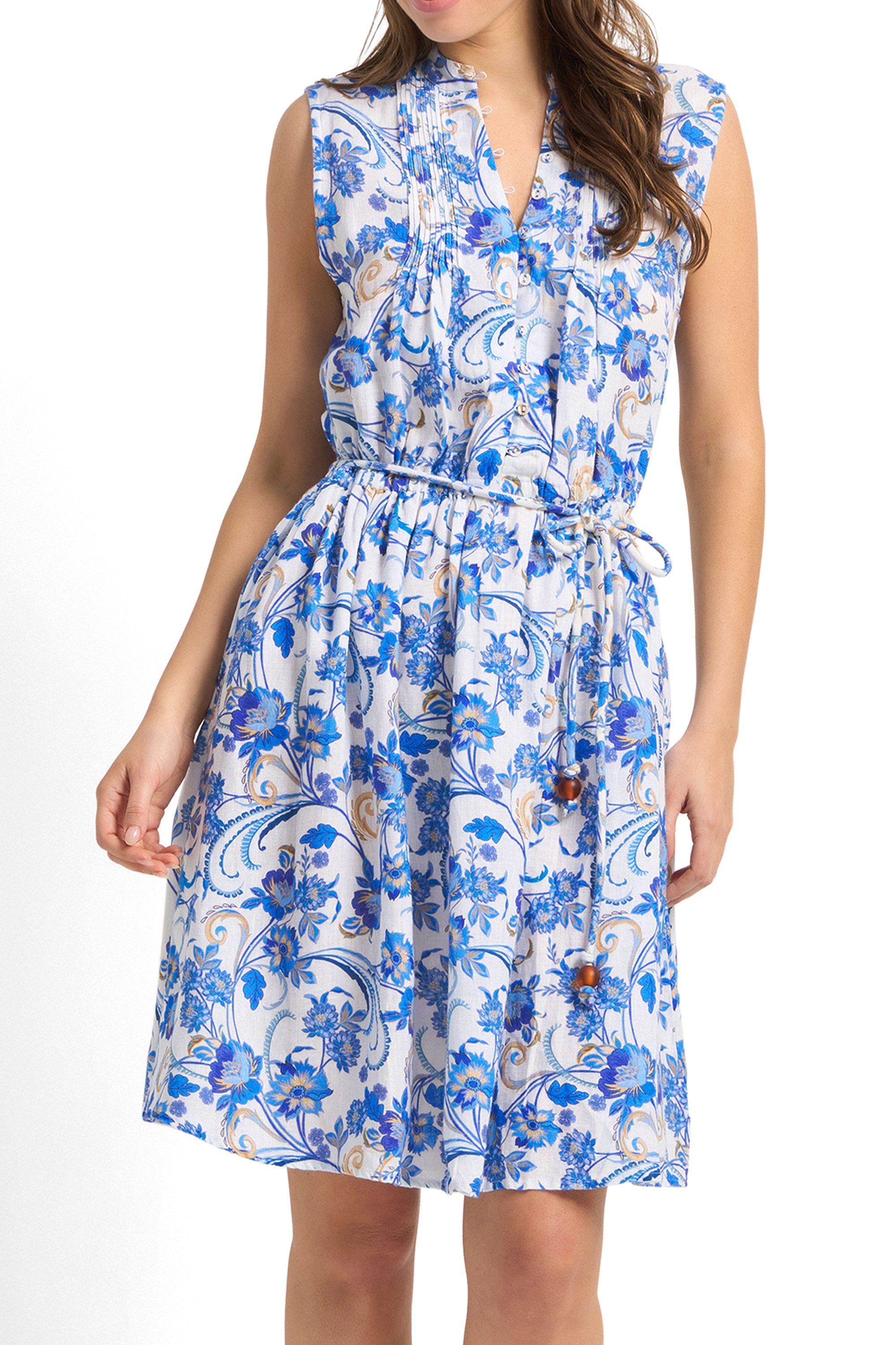 Sicily Swing Button Dress-White