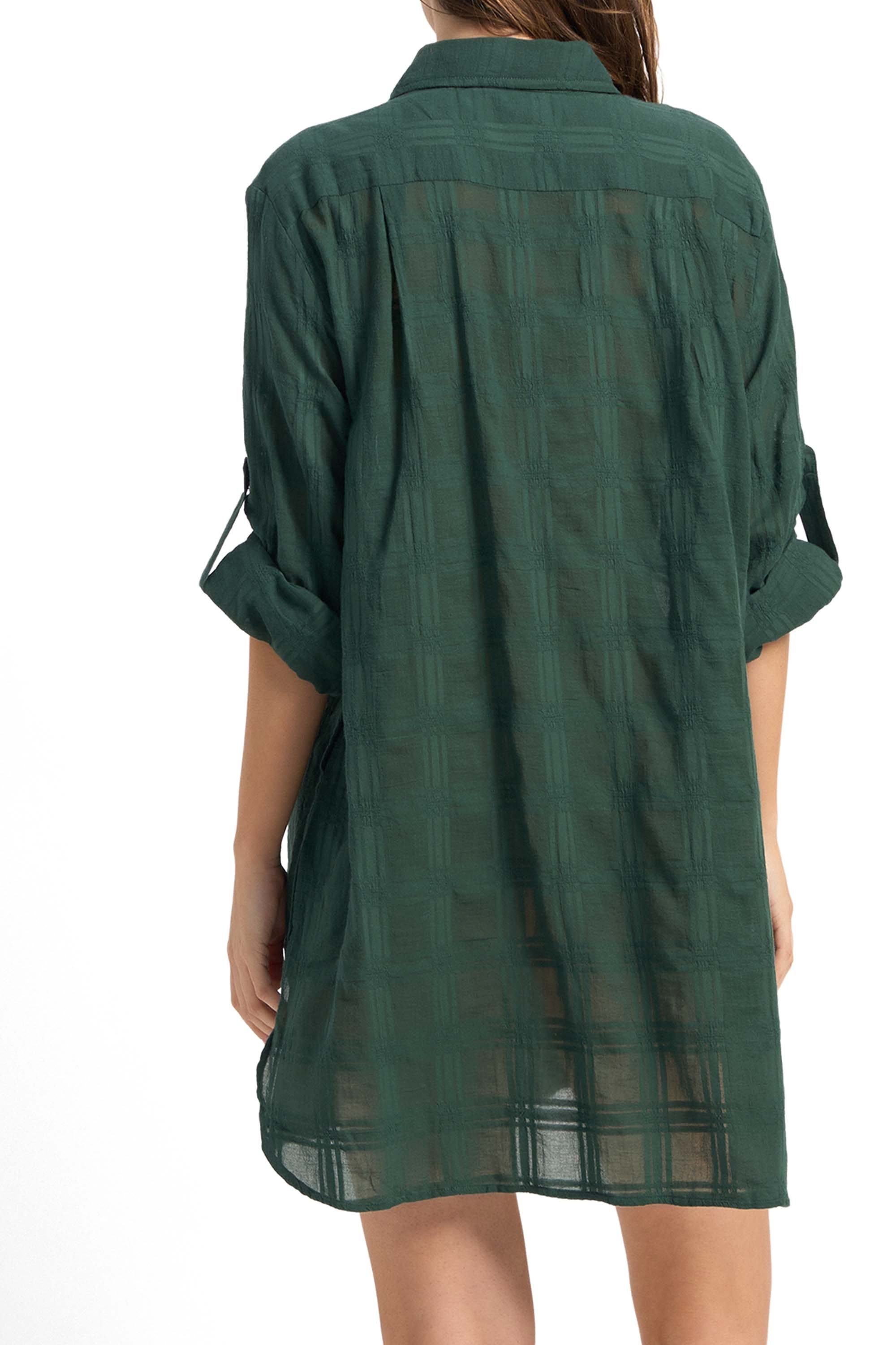 Picnic Button Through Shirt-Seaweed